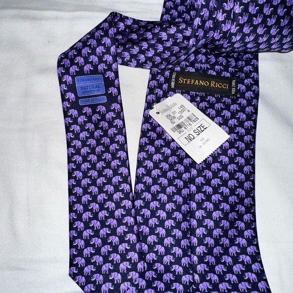 NWT STEFANO RICCI Luxury Collection Elephant Print Silk Neck Tie - Picture 2 of 4